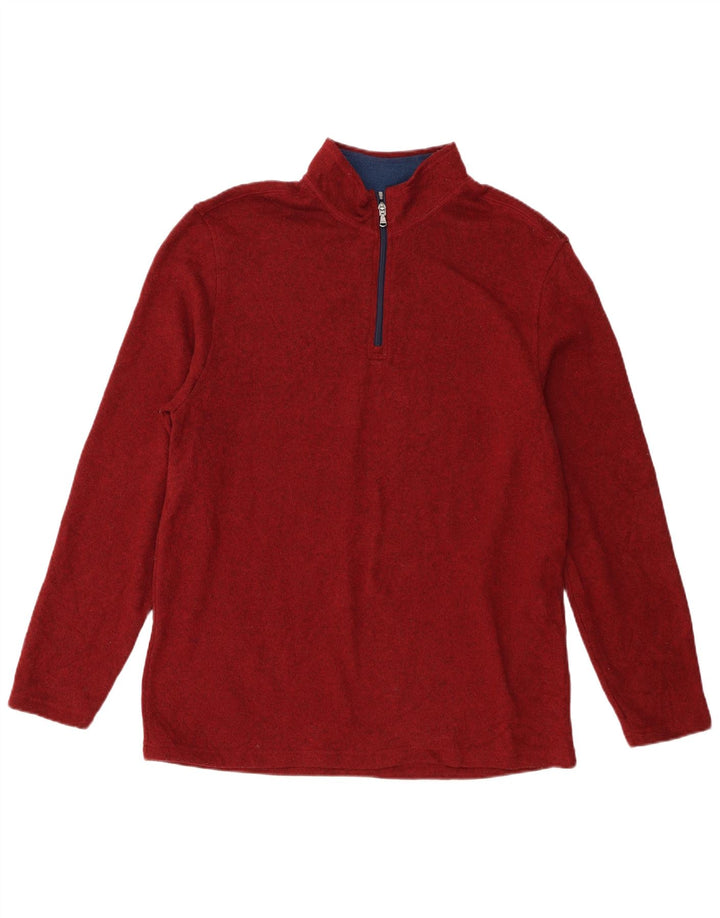 Felpa da uomo con collo con zip Izod, maglione XL, poliestere chiazzato rosso
