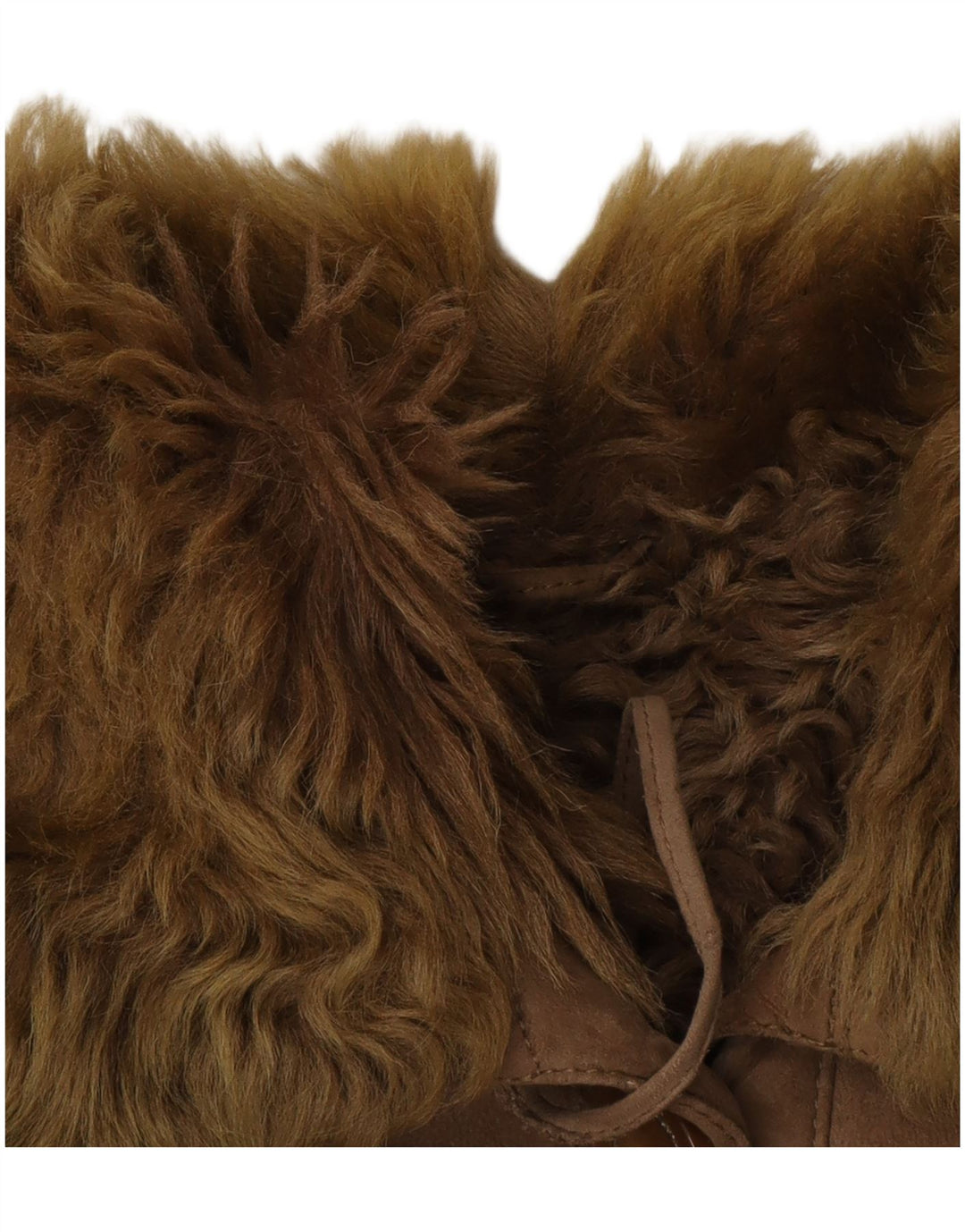 Cappotto in shearling oversize da donna vintage UK 10 piccolo marrone