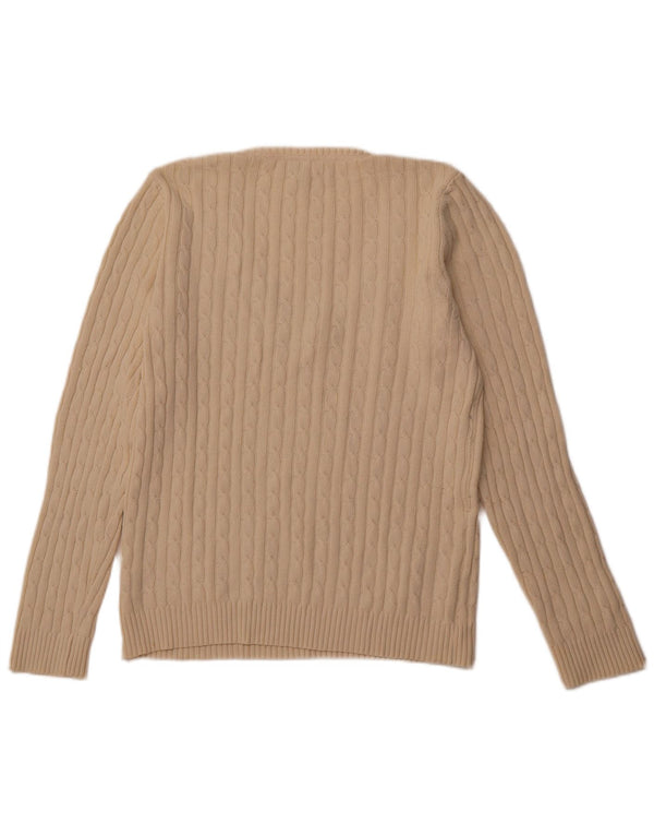 CREW CLOTHING Maglione da donna con scollo a V UK 18 XL cotone bianco sporco