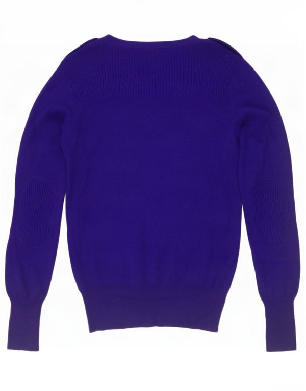 Maglione cardigan militare da donna Marks & Spencer UK 10 piccolo blu navy
