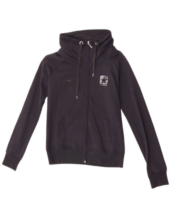 Converse Womens Tracksuit Top Jacket UK 12 Medium Navy Blue Cotton
