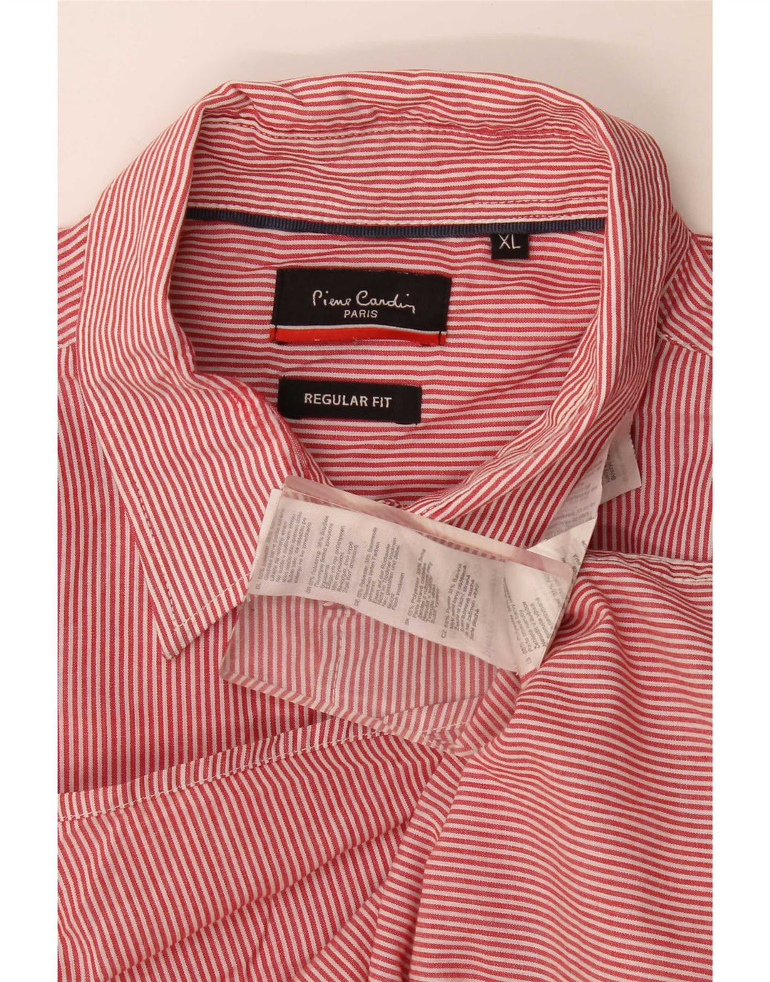 Camicia Pierre Cardin da uomo vestibilità regolare XL poliestere gessato rosso