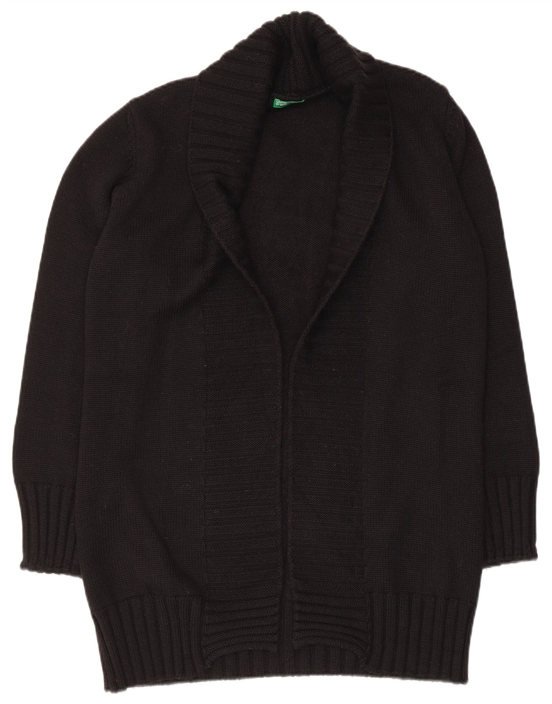 Maglione cardigan aperto da donna Benetton UK 12 medio nero
