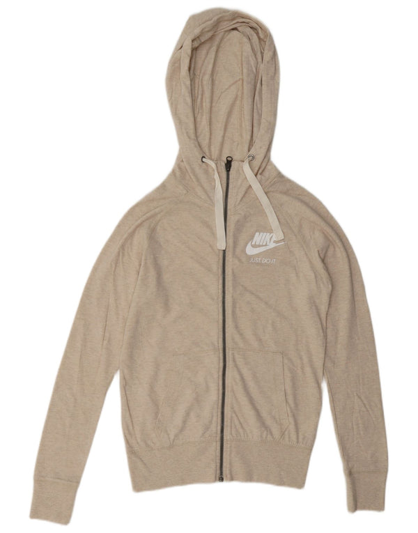 Felpa con cappuccio e zip oversize da donna Nike UK 6 XS Cotone beige