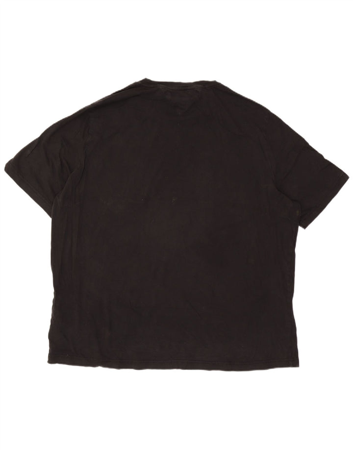 TOMMY HILFIGER T-shirt grafica da uomo Top 3XL cotone nero