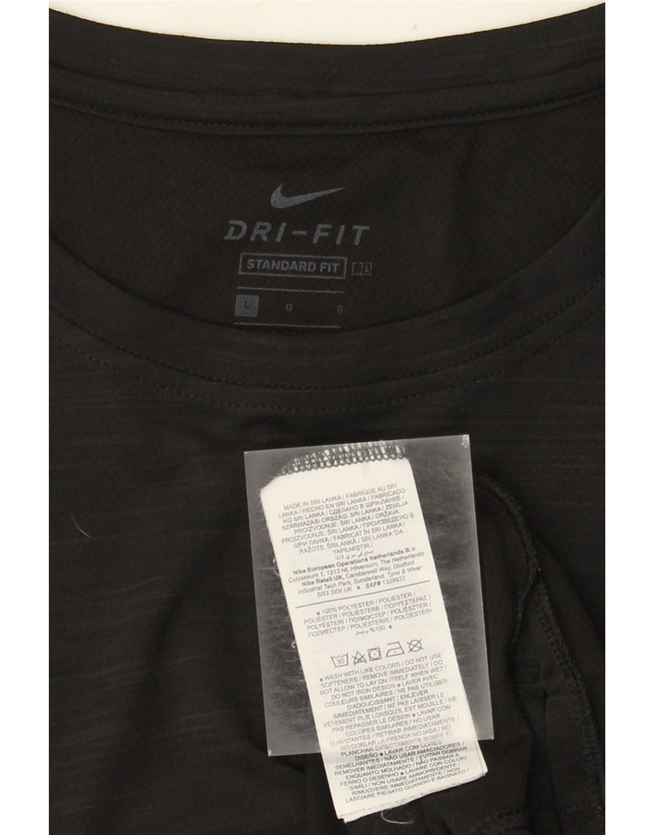 T-shirt Nike da uomo Dri Fit vestibilità standard, top grande in poliestere chiazzato nero