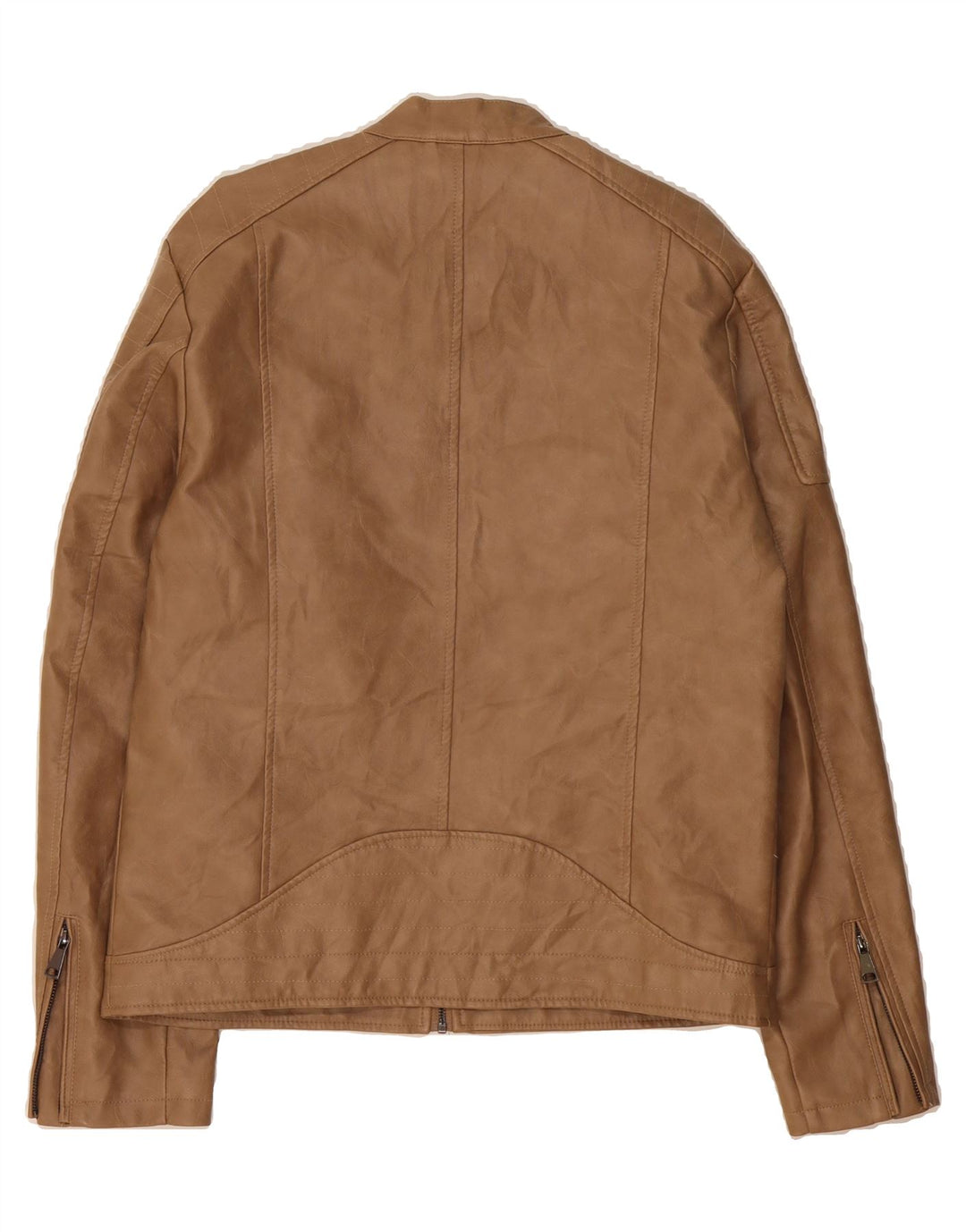 VINTAGE Mens Bomber Leather Jacket UK 42 XL Beige Polyurethane Vintage Vintage and Second-Hand Vintage from Messina Hembry 