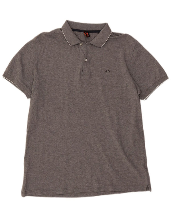Polo da uomo SUN68 XL in cotone screziato grigio