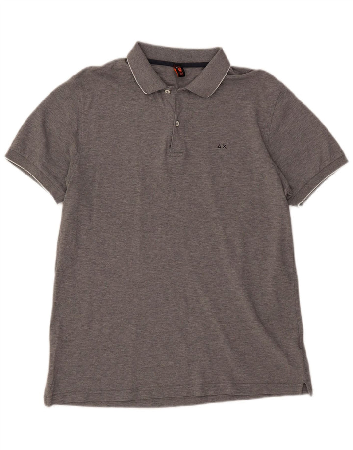 Polo da uomo SUN68 XL in cotone screziato grigio