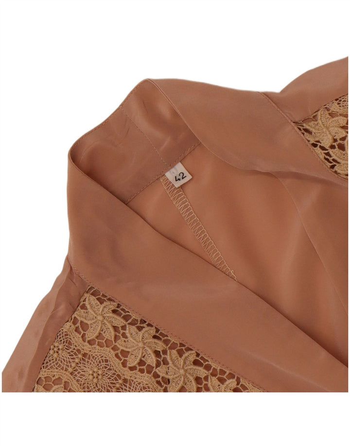 Camicetta camicia senza maniche vintage da donna IT 42 Beige medio floreale