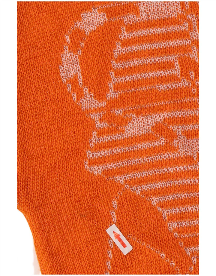 Maglione maglione girocollo con grafica vintage da donna UK 12 Acrilico arancione medio