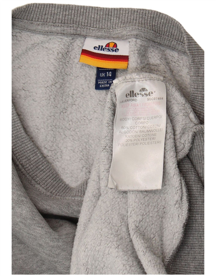 Felpa oversize da donna Ellesse, maglione UK 14, grande poliestere grigio