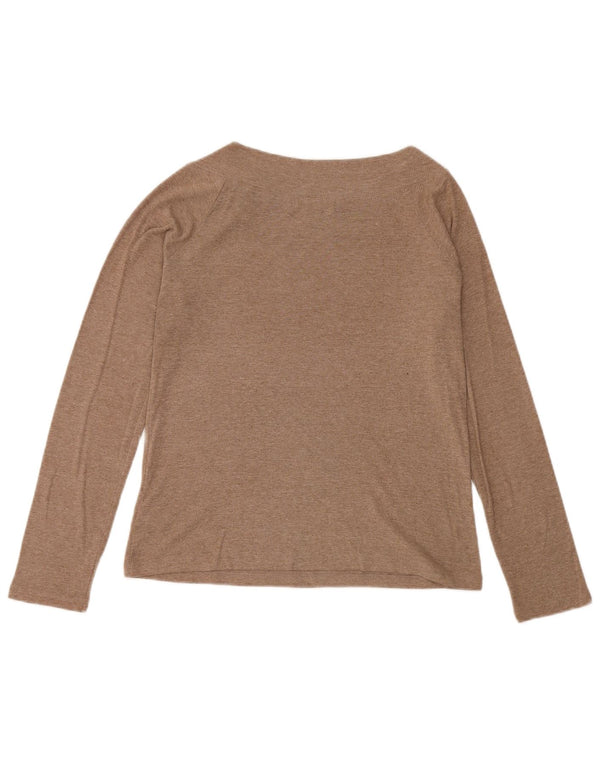 Top da donna Ralph Lauren a maniche lunghe UK 16 grande cotone marrone