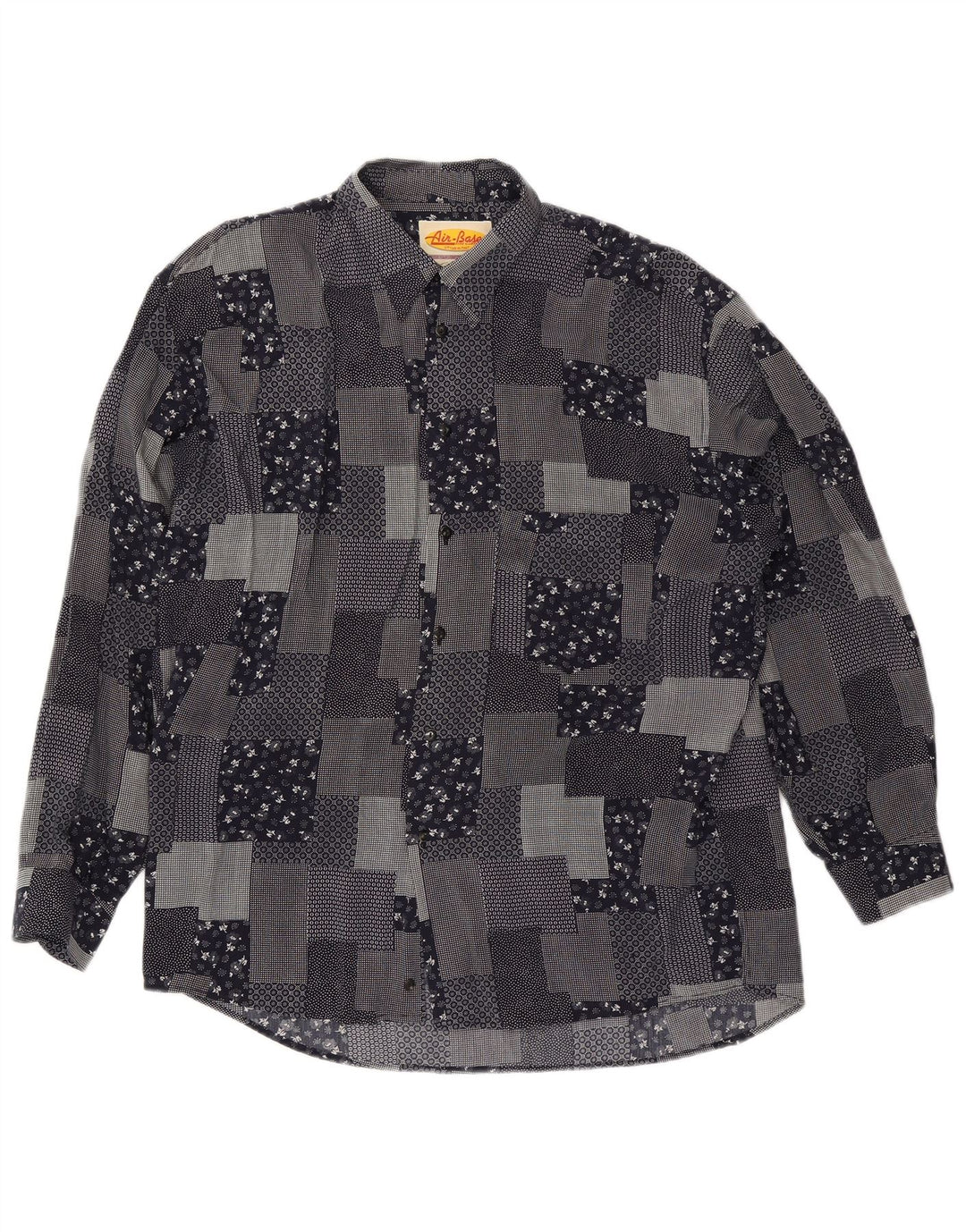 Camicia Uomo VINTAGE XL Nera Patchwork Viscosa