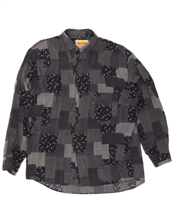 Camicia Uomo VINTAGE XL Nera Patchwork Viscosa