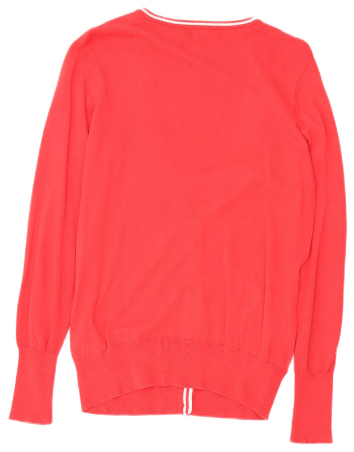 Maglione cardigan da donna Fred Perry UK 10 piccolo cotone rosso