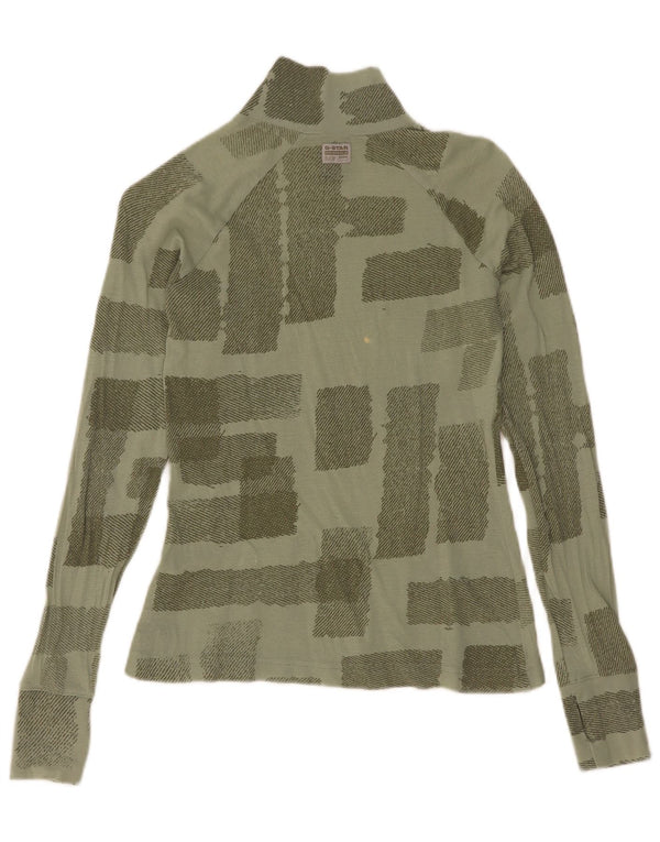 Top da donna G-Star Raw a maniche lunghe UK 8 piccolo cotone geometrico verde