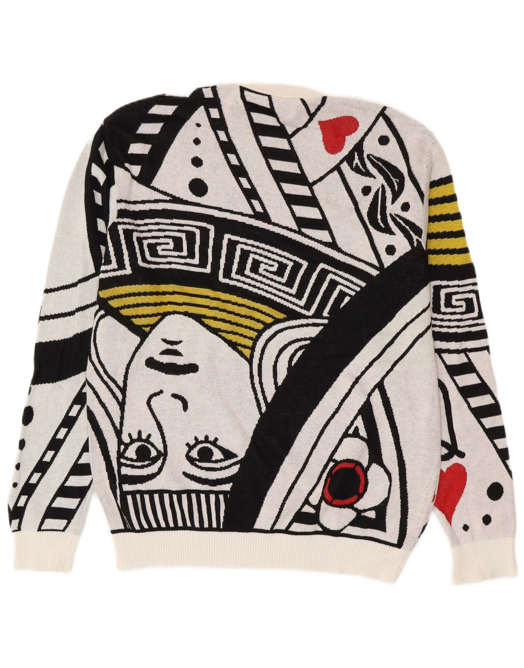 BENETTON Maglione girocollo con grafica da uomo con carte da gioco Bianco medio