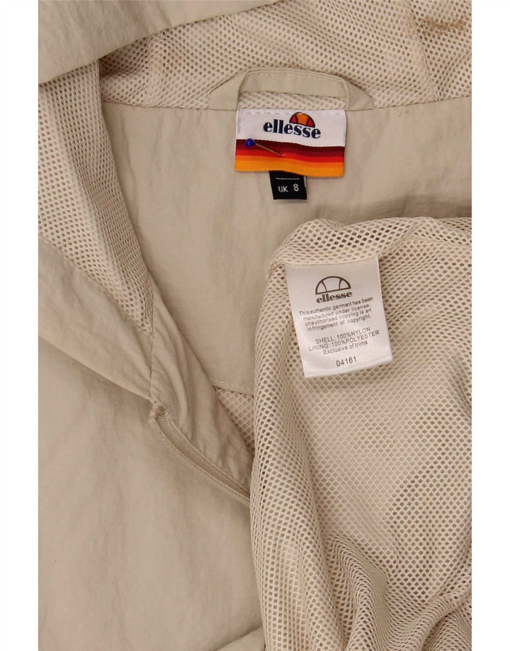 Ellesse, giacca antipioggia oversize con cappuccio da donna, UK 8, piccola, in nylon beige