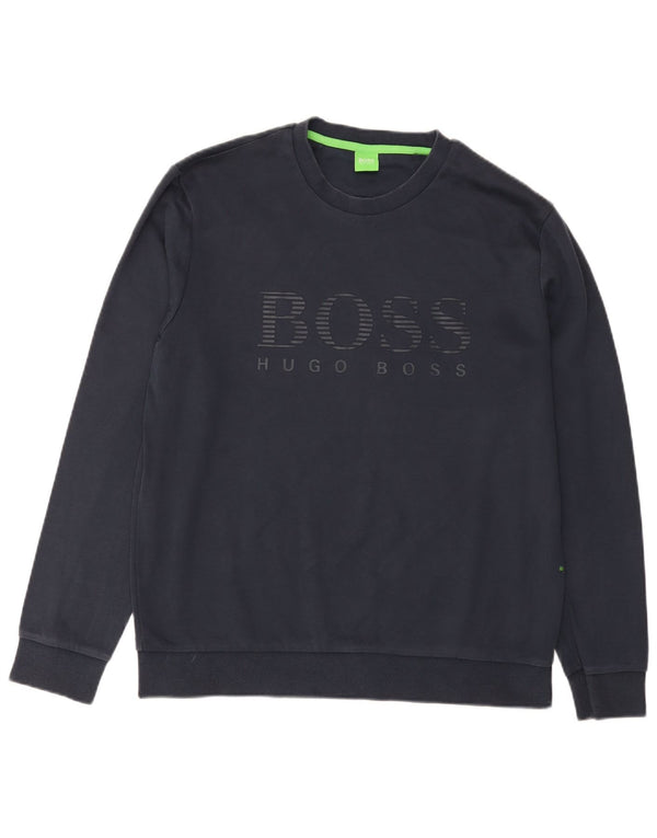 Hugo Boss Felpa grafica da uomo Maglione grande cotone blu navy