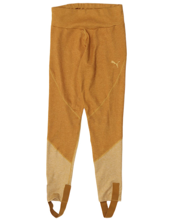 Leggings con staffa da donna Puma UK 14 Large Giallo Colourblock Poliestere