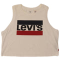 LEVI'S Canottiera grafica da donna corta UK 16 Large in cotone bianco sporco