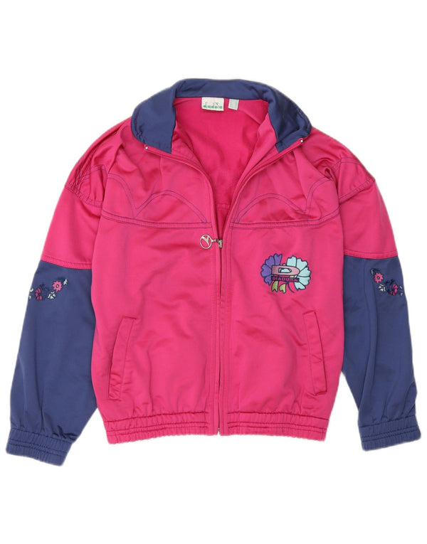 Giacca da tuta da donna Diadora UK 28 Small Poliestere color block rosa