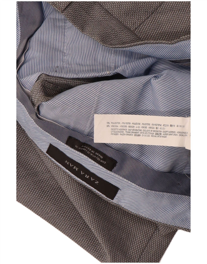 Pantaloni da abito slim da uomo Zara EU 40 Medium W31 L33 Poliestere grigio