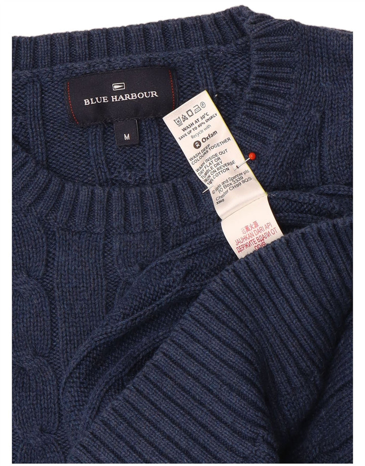 Maglione maglione girocollo da uomo Marks & Spencer blu Harbour blu navy medio