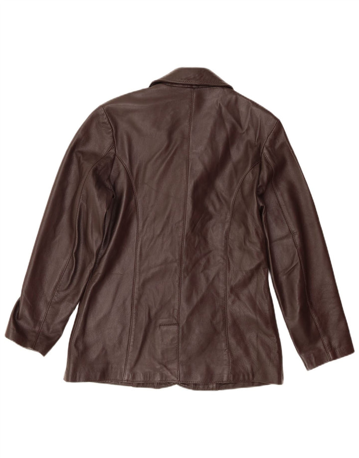 Giacca blazer in pelle da donna a 4 bottoni Sardar UK 10 piccola in pelle marrone