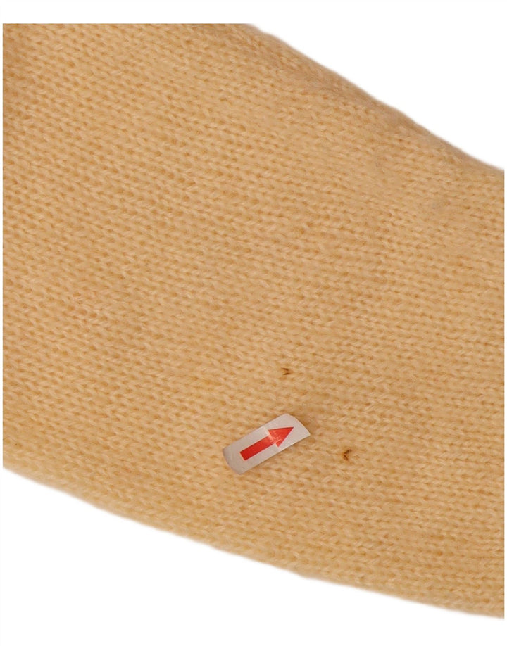 Maglione cardigan corto da donna vintage UK 14 Beige medio floreale