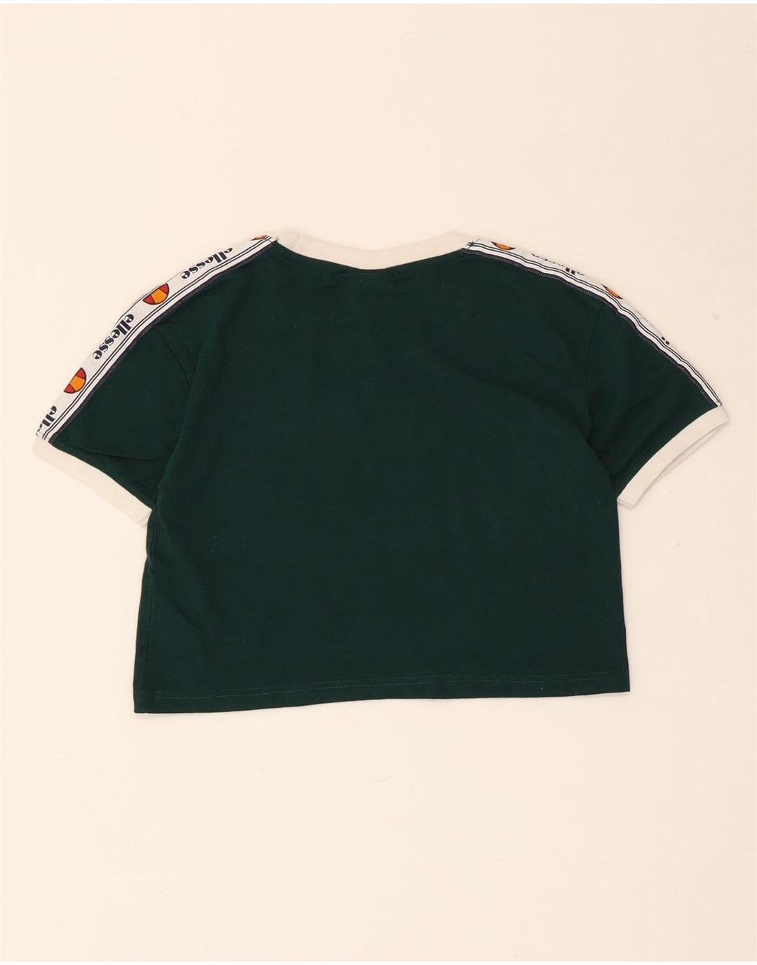 ELLESSE T-shirt grafica corta da donna Top UK 4 XS Verde cotone