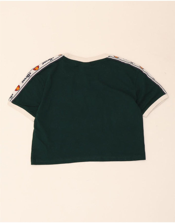 ELLESSE T-shirt grafica corta da donna Top UK 4 XS Verde cotone