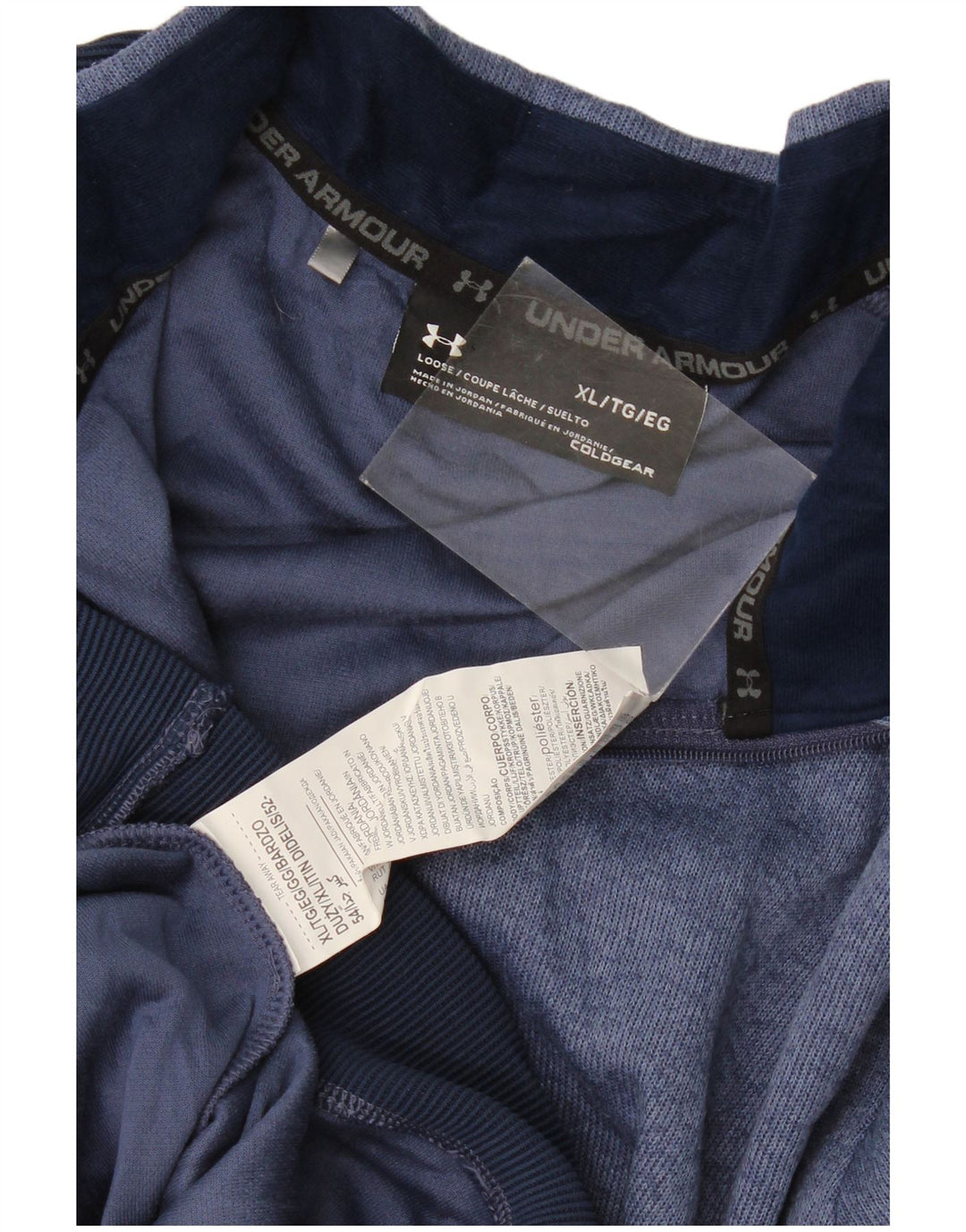 Under Armour Uomo Cold Gear Pullover Tuta Top XL Blu Navy Colourblock