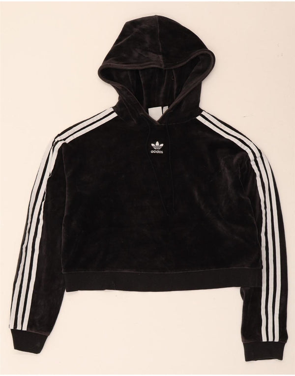 Maglione con cappuccio in velluto oversize da donna Adidas UK 4 XS cotone nero