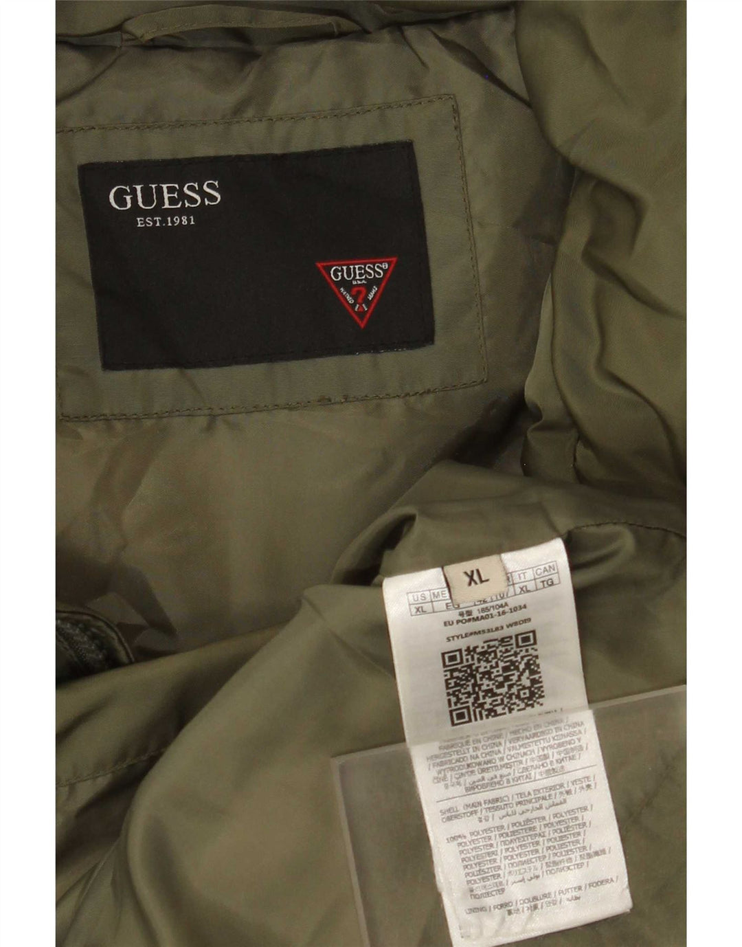 Guess Giacca imbottita da uomo UK 42 XL Poliestere verde