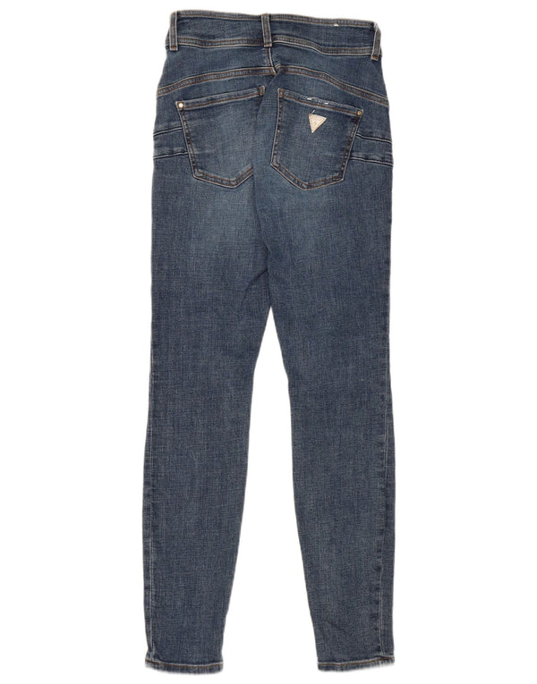 Jeans skinny da donna a vita alta Guess W27 L28 cotone blu