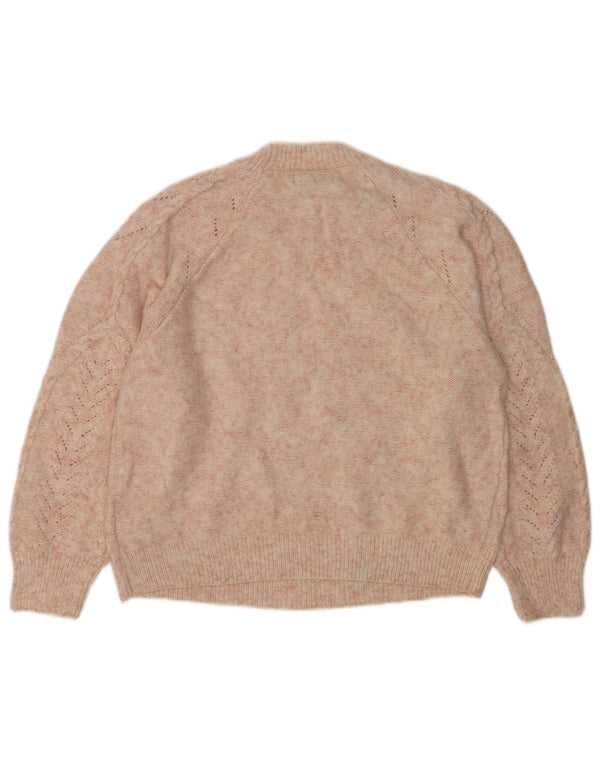 Maglione maglione girocollo da donna Marks & Spencer UK 14 Poliestere rosa medio