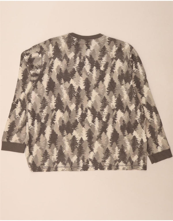 EDDIE BAUER Top da uomo con motivo astratto manica lunga 2XL cotone grigio