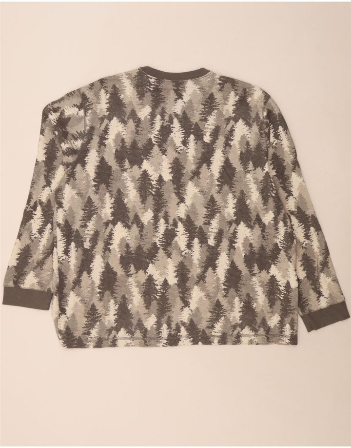 EDDIE BAUER Top da uomo con motivo astratto manica lunga 2XL cotone grigio