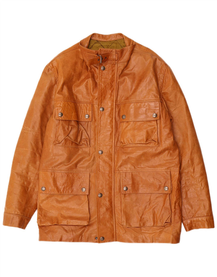 Giacca in pelle vintage da uomo UK 42 XL in pelle marrone