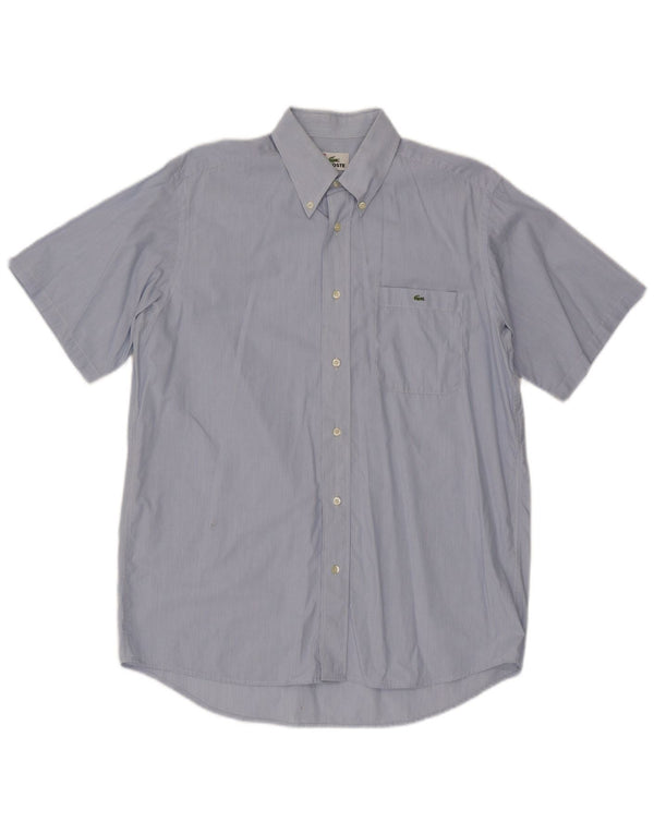 Camicia a maniche corte da uomo Lacoste taglia 39 cotone gessato blu medio