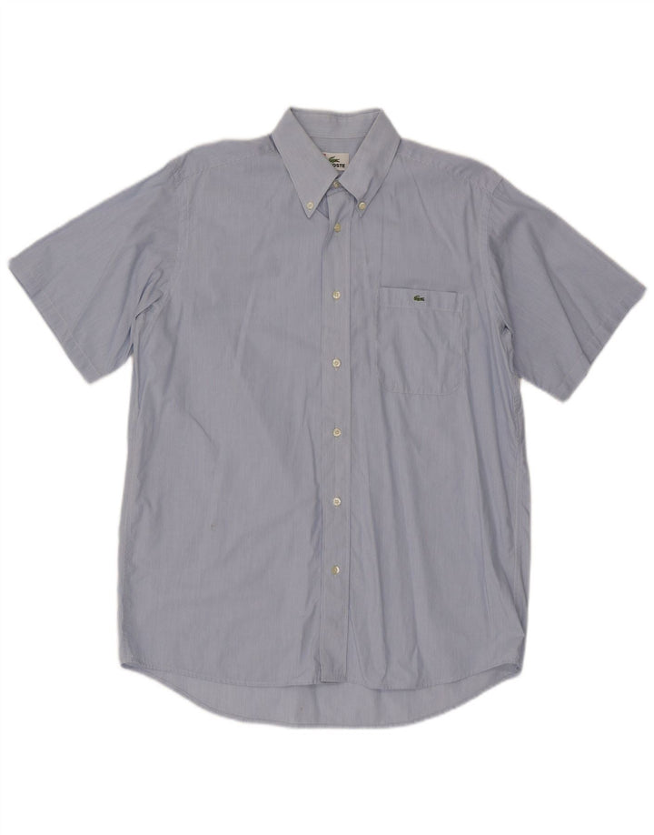 Camicia a maniche corte da uomo Lacoste taglia 39 cotone gessato blu medio