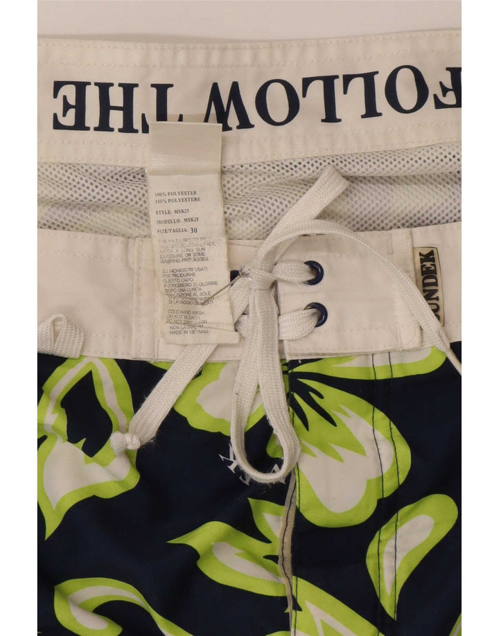Pantaloncini da bagno grafici da uomo Sundek poliestere floreale medio blu navy