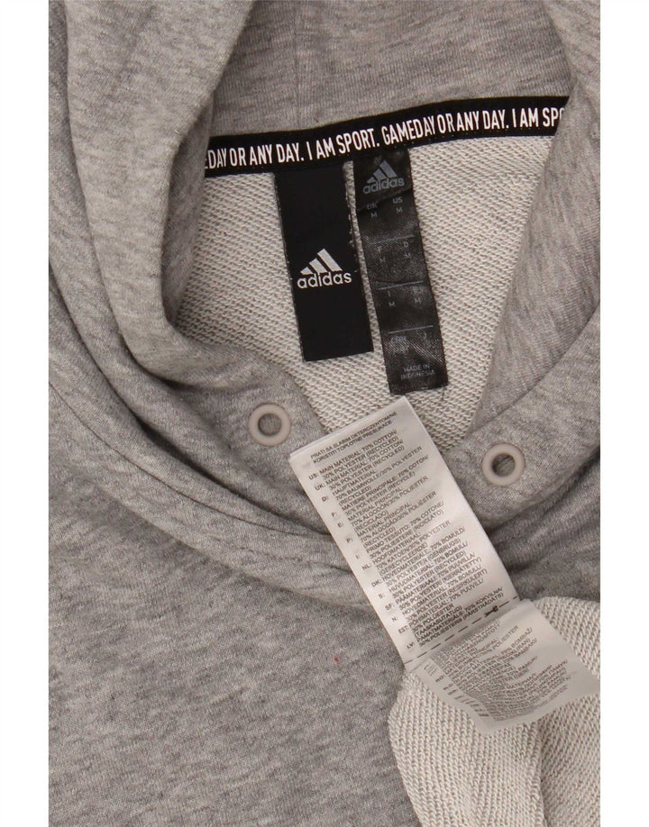 Felpa con cappuccio da uomo Adidas in cotone grigio medio