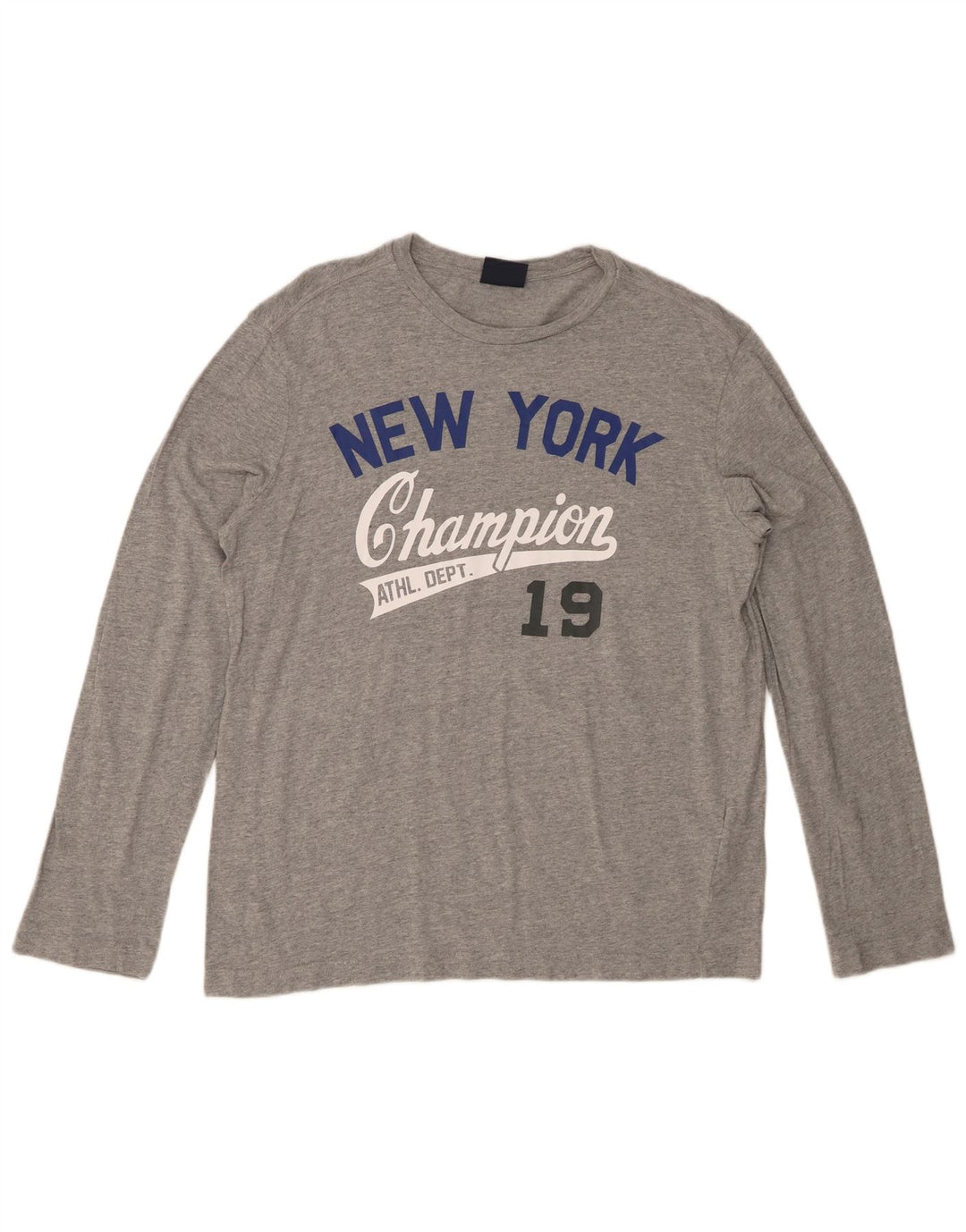 CHAMPION Top grafico da uomo a maniche lunghe in cotone grigio grande