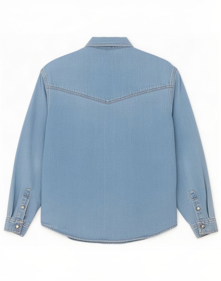 Camicia di jeans da uomo Wrangler in cotone blu medio