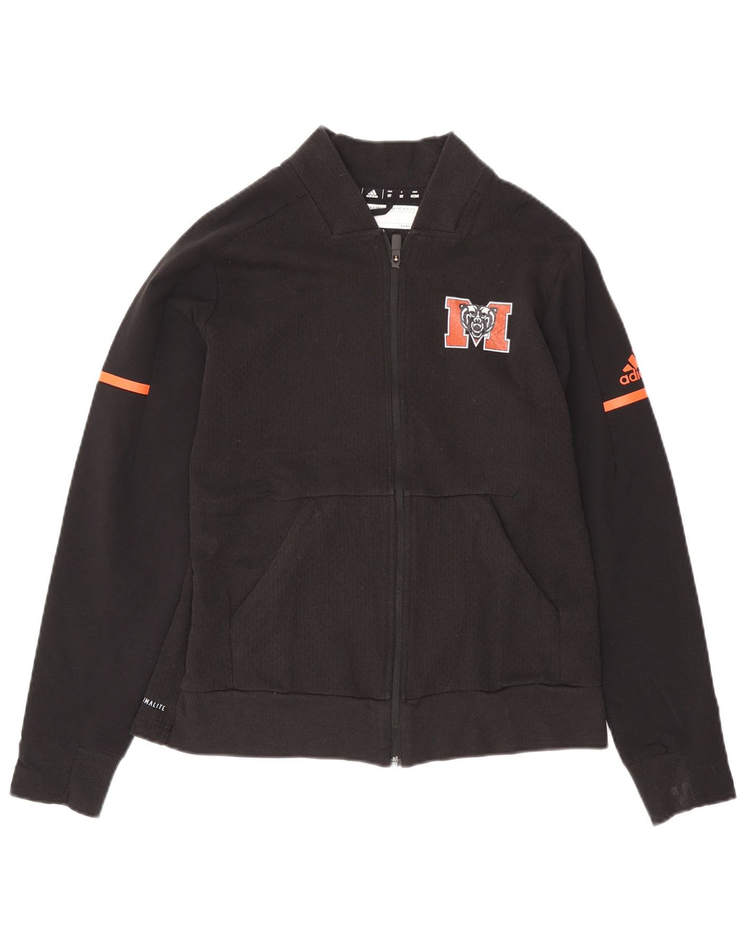 Giacca da tuta grafica ADIDAS Climalite da donna UK 12/14 Medio Nero