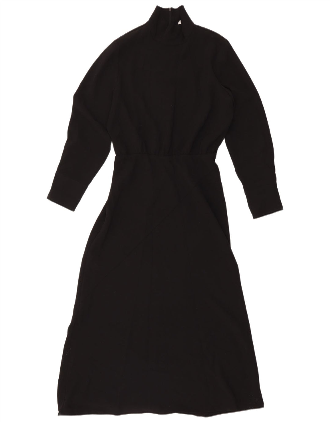 Vestito lungo a maniche lunghe da donna Zara UK 12 poliestere nero medio