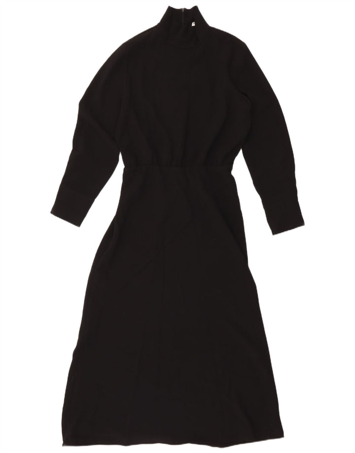 Vestito lungo a maniche lunghe da donna Zara UK 12 poliestere nero medio